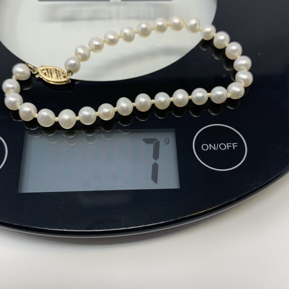 Freshwater Pearl Beaded Bracelet 14K Gold Clasp Size 6 3/4" - Picture 14 of 14
